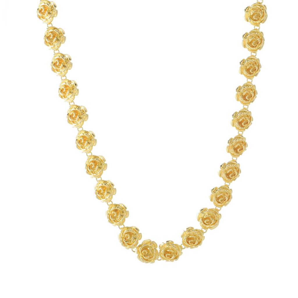 Toscana Italiana 18K Gold Plated Stardust Carved Rose Statement Necklace