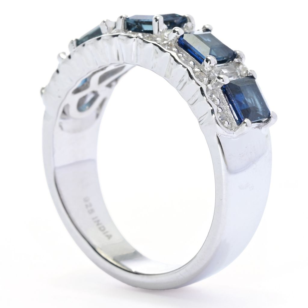 Gem Treasures 2.16ctw Australian Blue Sapphire & White Topaz Band Ring