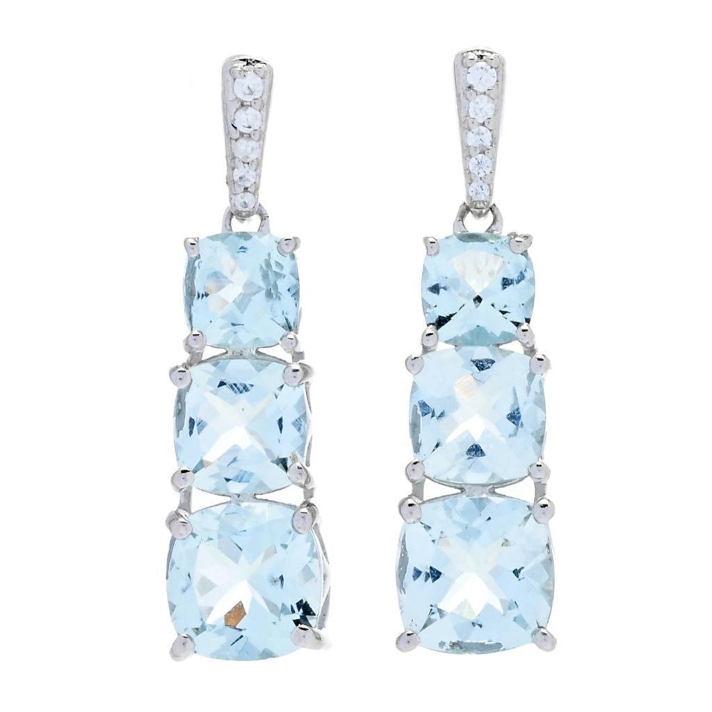 Gem Treasures 5.37ctw Aquamarine & White Zircon Drop Earrings