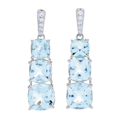 Gem Treasures 5.37ctw Aquamarine & White Zircon Drop Earrings