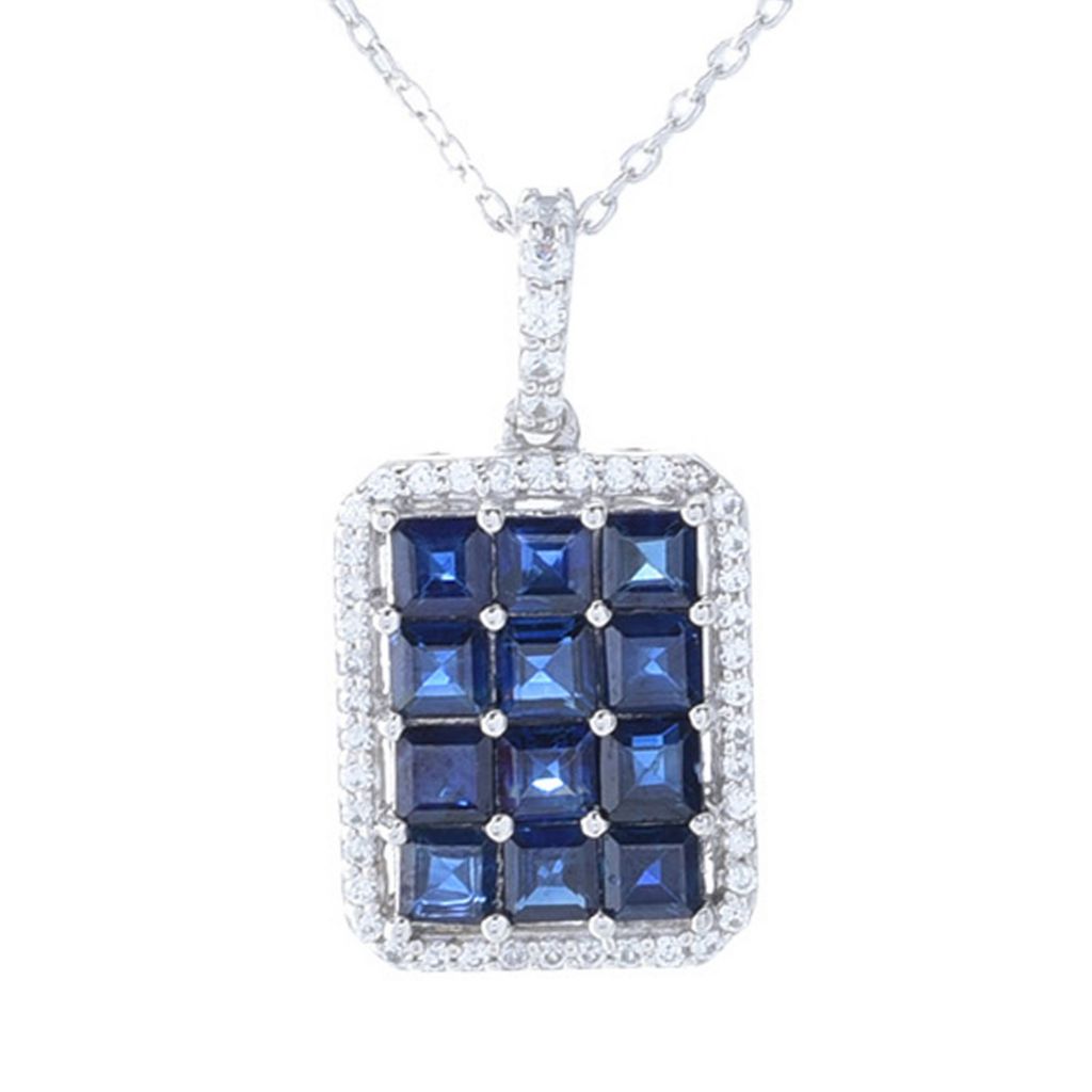 Gem Treasures 3.96ctw Australian Blue Sapphire & Zircon Pendant w/ Chain