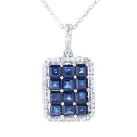 Gem Treasures 3.96ctw Australian Blue Sapphire & Zircon Pendant w/ Chain