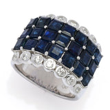 Gem Treasures 7.14ctw Australian Blue Sapphire & Zircon Triple Row Ring