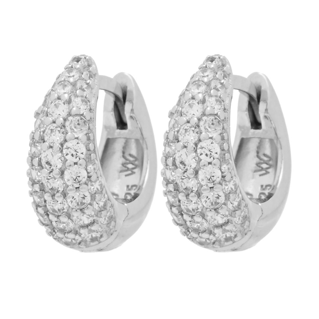 Brilliante Platinum Plated Simulated Diamond Teardrop Huggie Earrings
