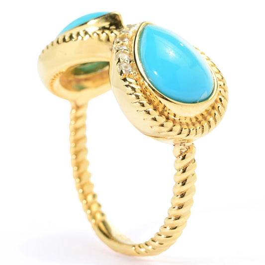 18K Gold Plated Sleeping Beauty Turquoise Infinity Braided Ring
