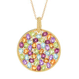 18K Gold Plated 7.55ctw Multi Gem Cluster Medallion Enhancer Pendant