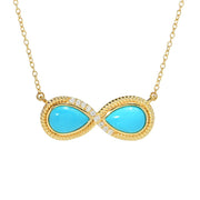 18K Gold Plated Sleeping Beauty Turquoise Infinity Necklace