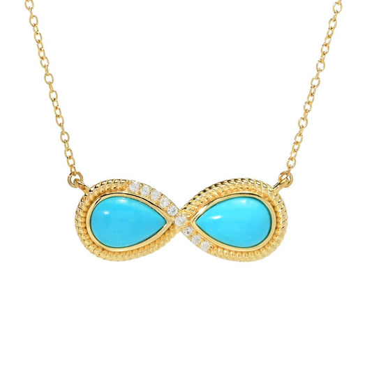 18K Gold Plated Sleeping Beauty Turquoise Infinity Necklace