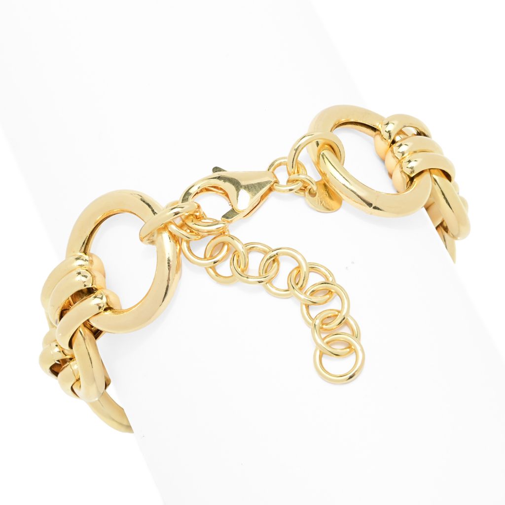 Toscana Italiana Gold or Platinum Plated Electroform Triple Row Link Bracelet