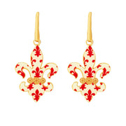 Toscana Italiana "Flora Carta" Printed Paper & Enamel Fleur-De-Lis Earrings