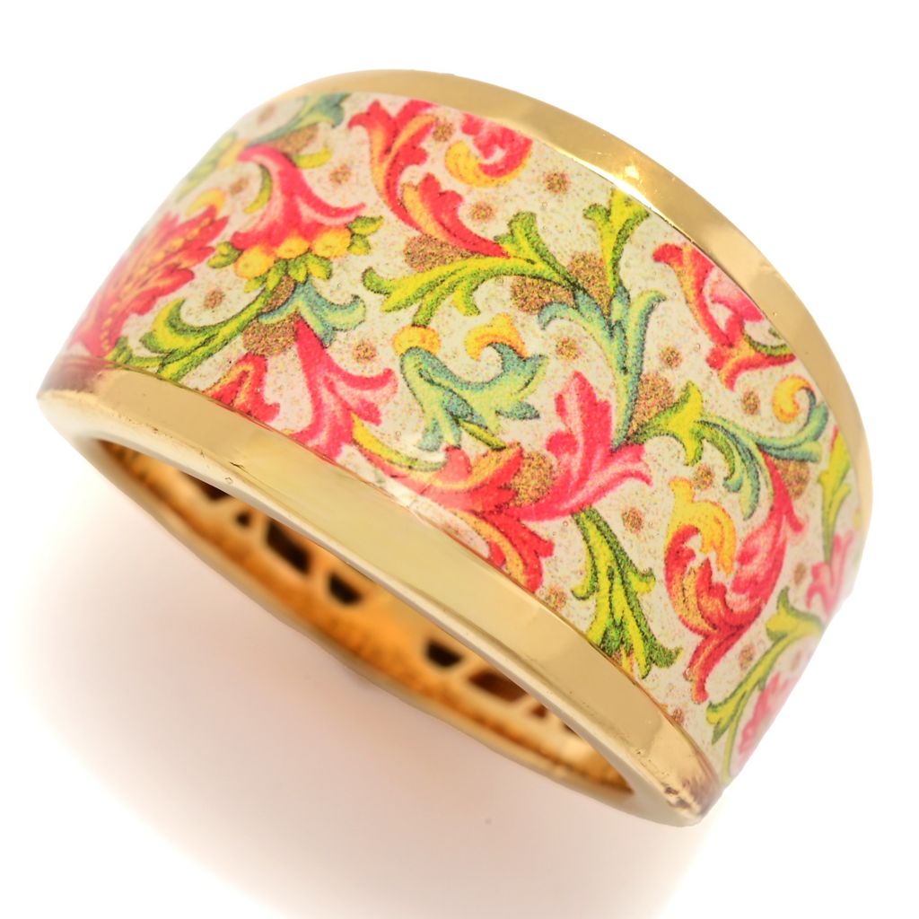 Toscana Italiana "Flora Carta" Printed Paper & Enamel Tapered Band Ring