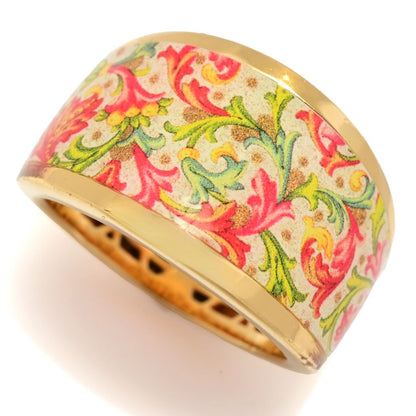 Toscana Italiana "Flora Carta" Printed Paper & Enamel Tapered Band Ring