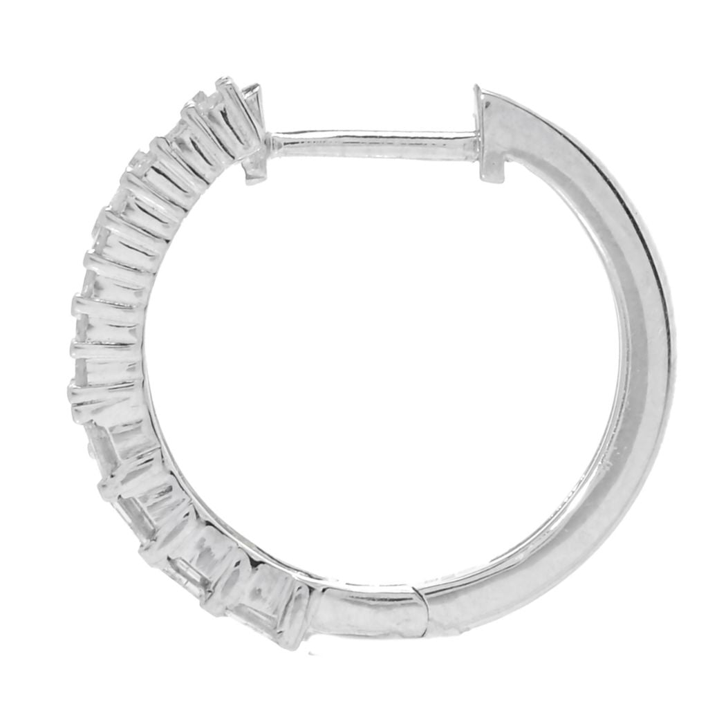 Diamond Treasures 0.35ctw Tapered Baguette & Round Diamond Hoop Earrings