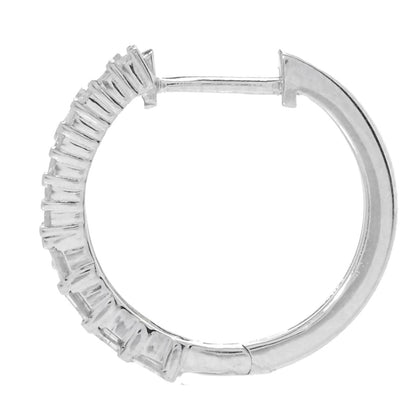Diamond Treasures 0.35ctw Tapered Baguette & Round Diamond Hoop Earrings
