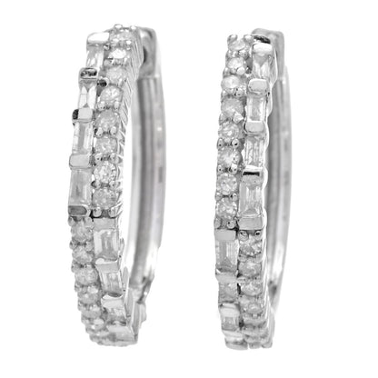 Diamond Treasures 0.35ctw Tapered Baguette & Round Diamond Hoop Earrings