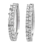 Diamond Treasures 0.35ctw Tapered Baguette & Round Diamond Hoop Earrings