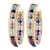 Toscana Italiana 18K Gold Plated Tourmaline Bead Hoop Earrings