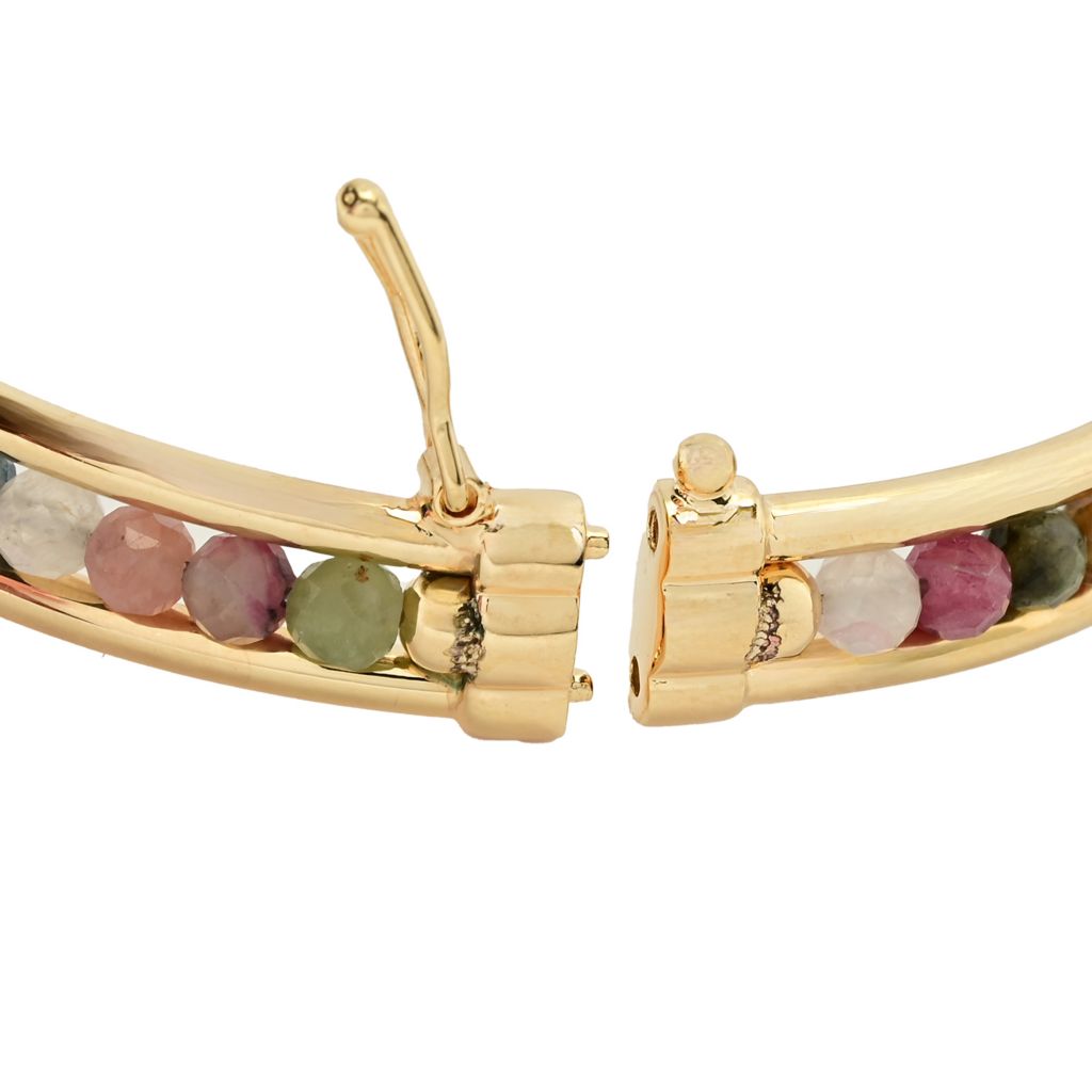 Toscana Italiana 18K Gold Plated Choice of Gem Bead Bangle Bracelet