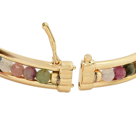 Toscana Italiana 18K Gold Plated Choice of Gem Bead Bangle Bracelet