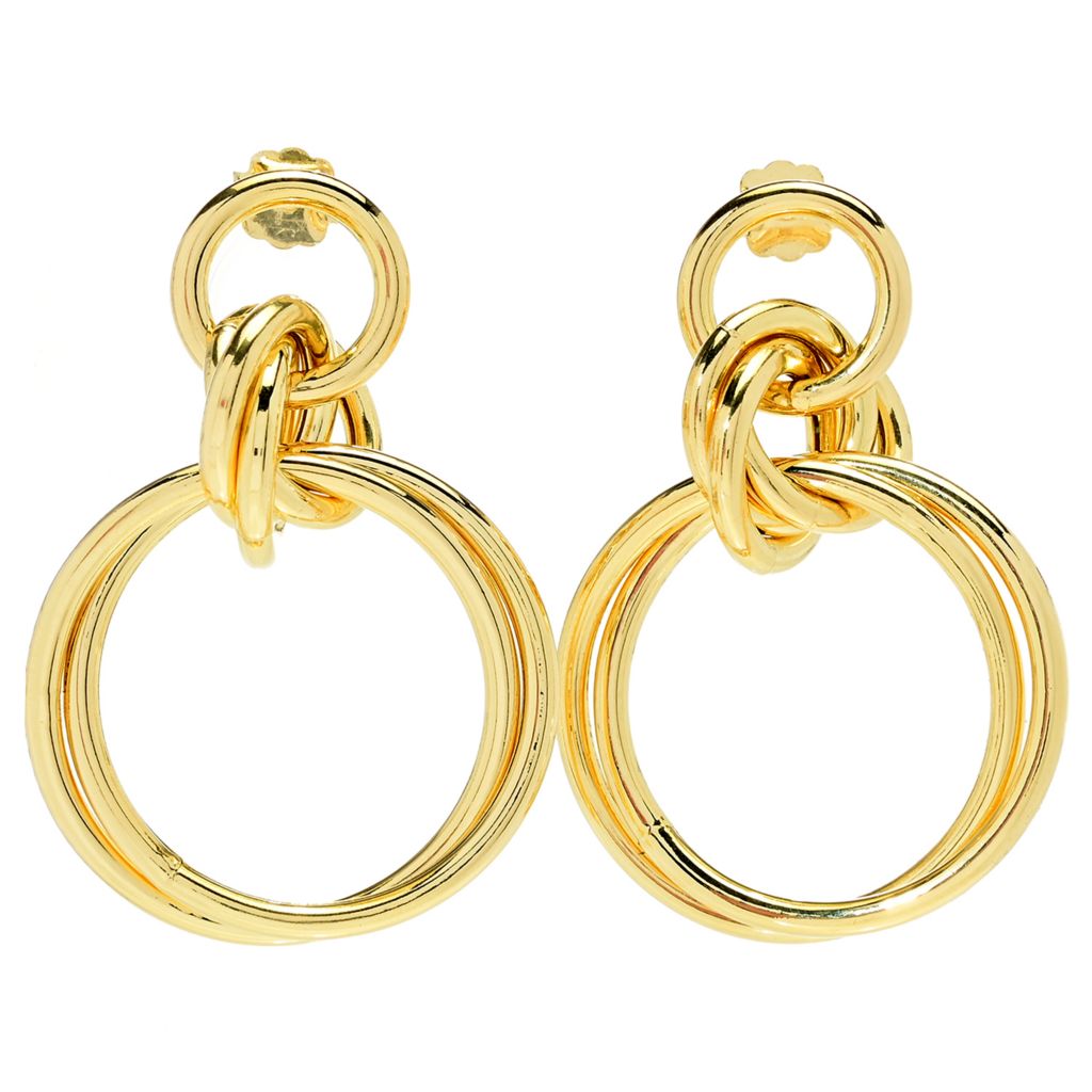 Toscana Italiana 18K Yellow Gold Plated Interlocking Hoop Drop Earrings
