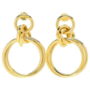 Toscana Italiana 18K Yellow Gold Plated Interlocking Hoop Drop Earrings