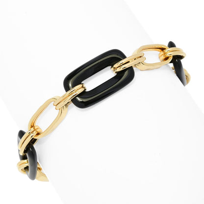 Toscana Italiana 18K Gold Plated Acqua Bagnata Choice of Gem Paperclip Bracelet