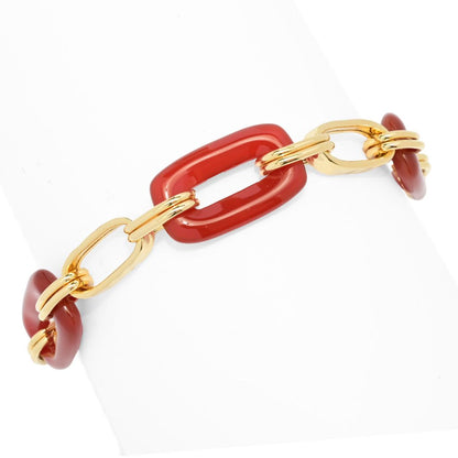 Toscana Italiana 18K Gold Plated Acqua Bagnata Choice of Gem Paperclip Bracelet