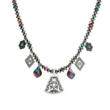 Southwest Elements "Statements" Purple Dahlia Kingman Turquoise Charm Necklace