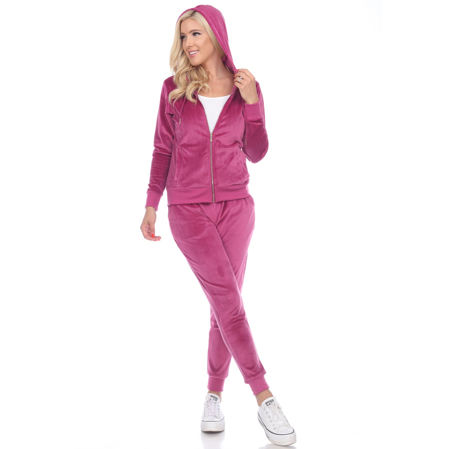 White Mark Women's 2-Piece Velour Fashion Tracksuit Set