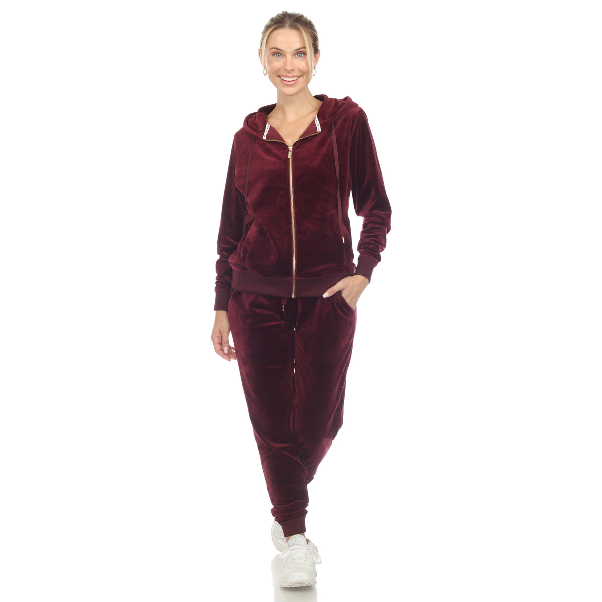 White Mark Women's 2-Piece Velour Fashion Tracksuit Set