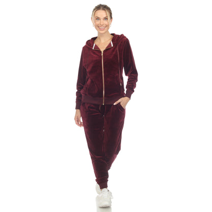 White Mark Women's 2-Piece Velour Fashion Tracksuit Set