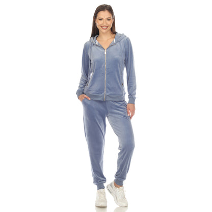 White Mark Women's 2-Piece Velour Fashion Tracksuit Set
