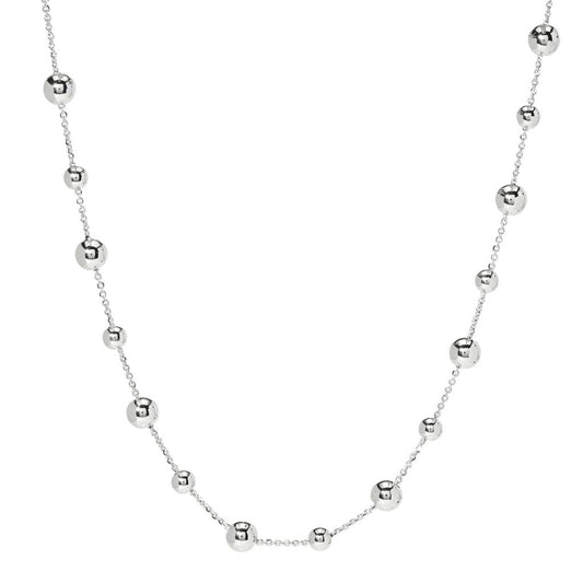 Toscana Italiana Platinum Plated Polished Bead Station 20" Necklace