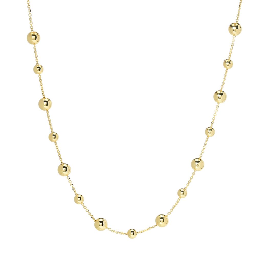 Toscana Italiana 18K Gold Plated Polished Bead Station 24" Necklace