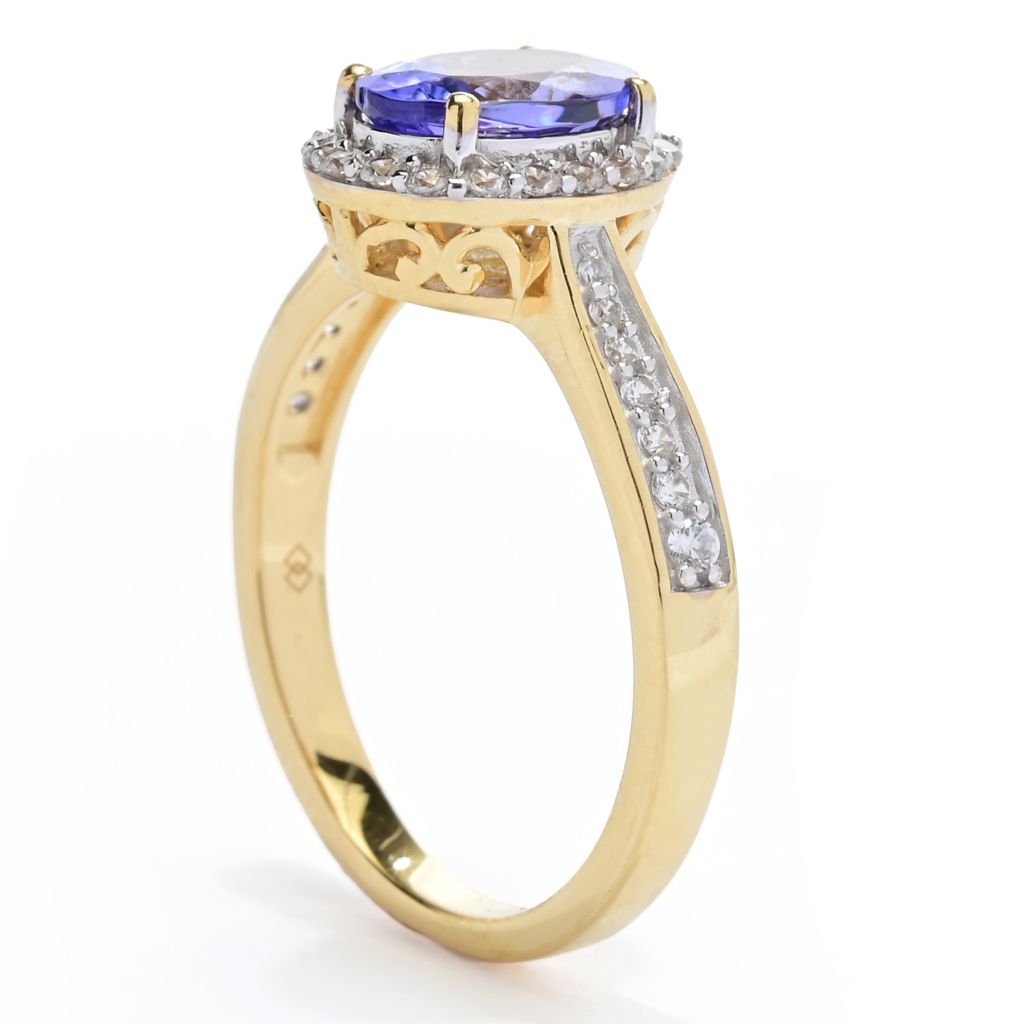 Gem Treasures 2.02ctw Oval Tanzanite & White Zircon Halo Ring
