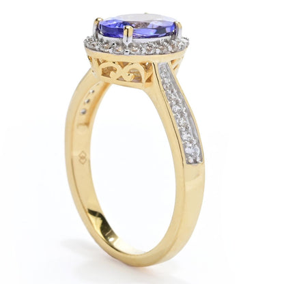Gem Treasures 2.02ctw Oval Tanzanite & White Zircon Halo Ring