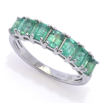 Gem Treasures 1.75ctw Octagon Shape Zambian Emerald 7-Stone Band Ring