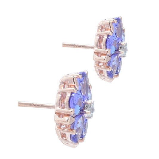 Gem Treasures 3.18ctw Tanzanite & Zircon Floral Stud Earrings