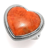 Artisan Silver by Samuel B. 18x16mm Heart Shape Apple Coral Ring