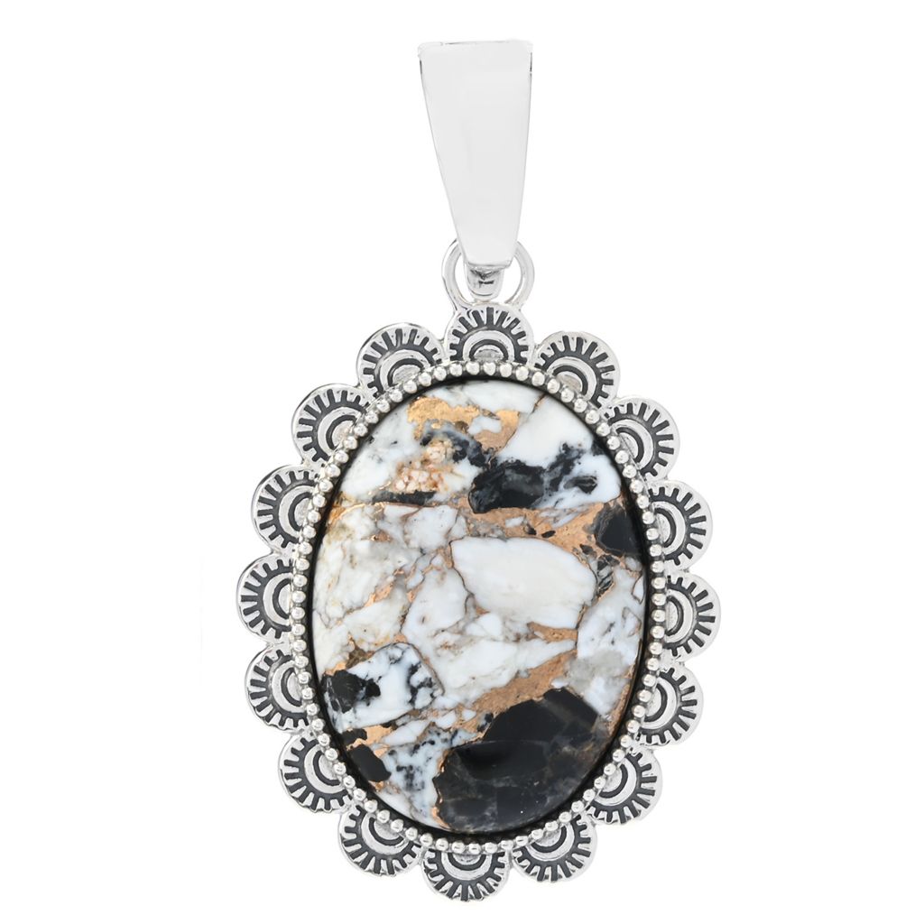 Southwest Elements Sterling Silver White Buffalo & Bronze Enhancer Pendant