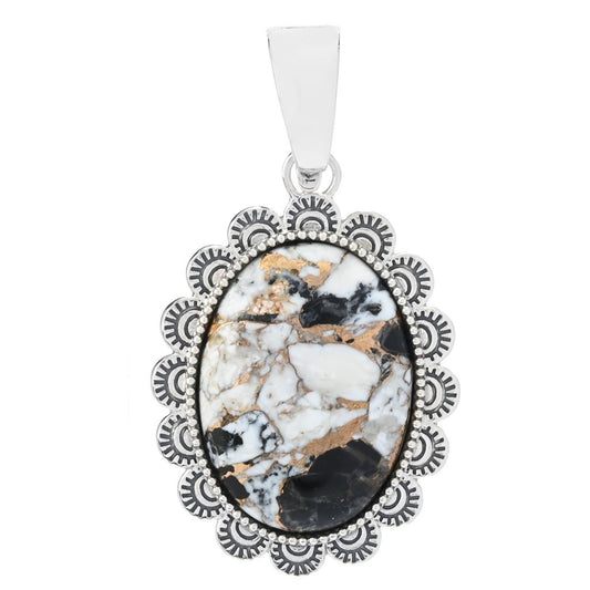 Southwest Elements Sterling Silver White Buffalo & Bronze Enhancer Pendant