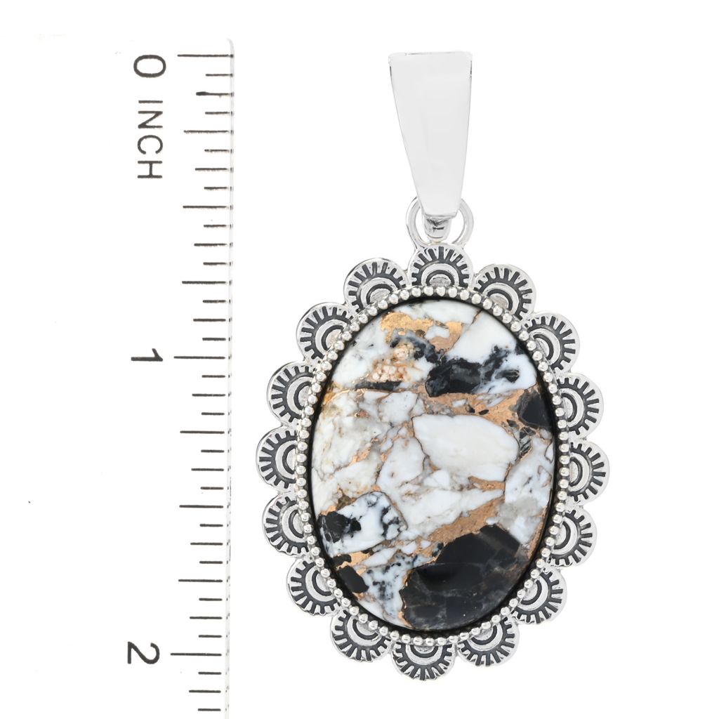 Southwest Elements Sterling Silver White Buffalo & Bronze Enhancer Pendant