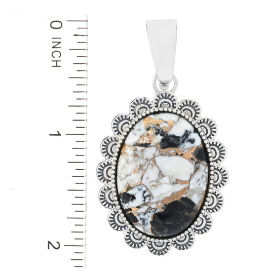 Southwest Elements Sterling Silver White Buffalo & Bronze Enhancer Pendant