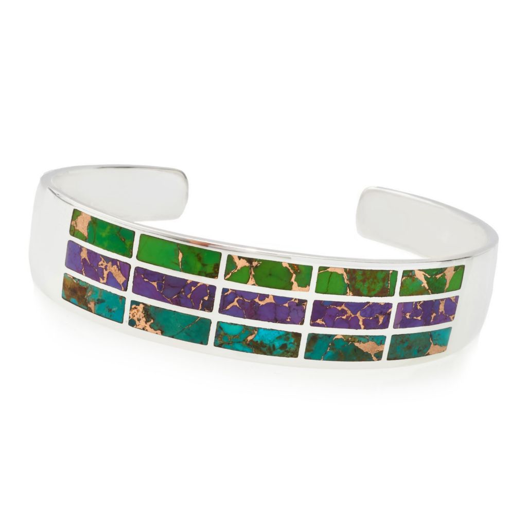 Southwest Elements Sterling Silver Colors of Mohave Turquoise Inlay Bracelet