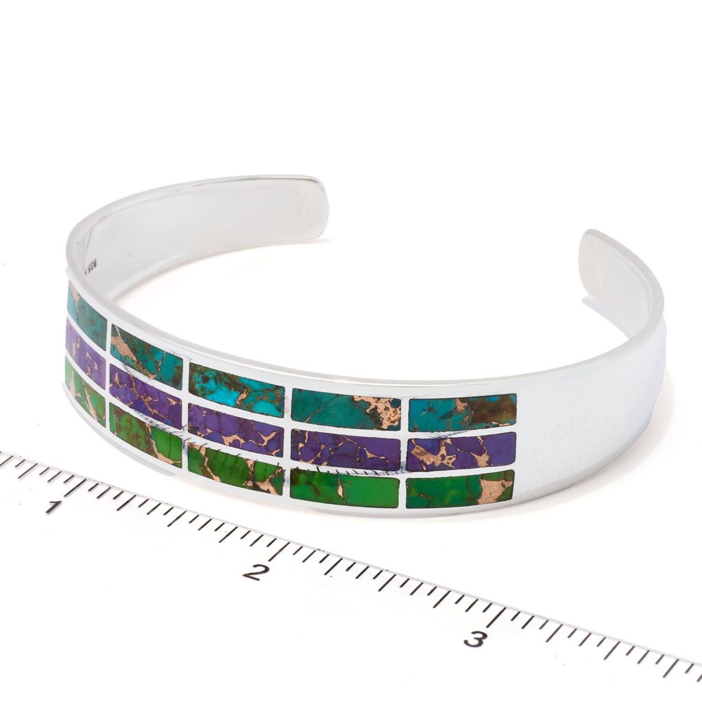 Southwest Elements Sterling Silver Colors of Mohave Turquoise Inlay Bracelet