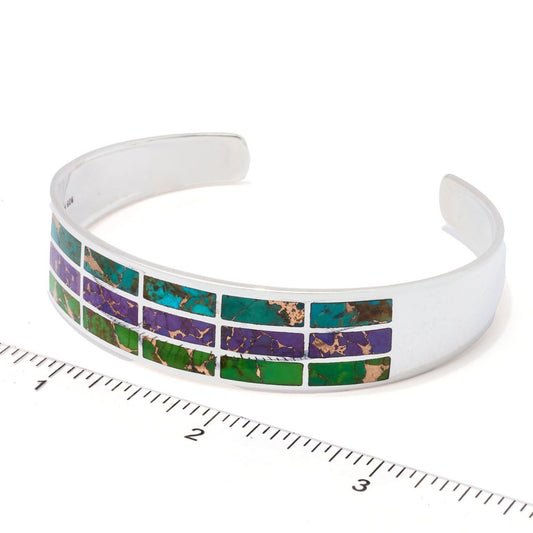 Southwest Elements Sterling Silver Colors of Mohave Turquoise Inlay Bracelet