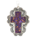 Southwest Elements Sterling Silver Purple Mohave Turquoise Cross Enhancer Pendant