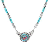 Southwest Elements "Statements" Kingman Turquoise & Navajo Pearl Concho Necklace