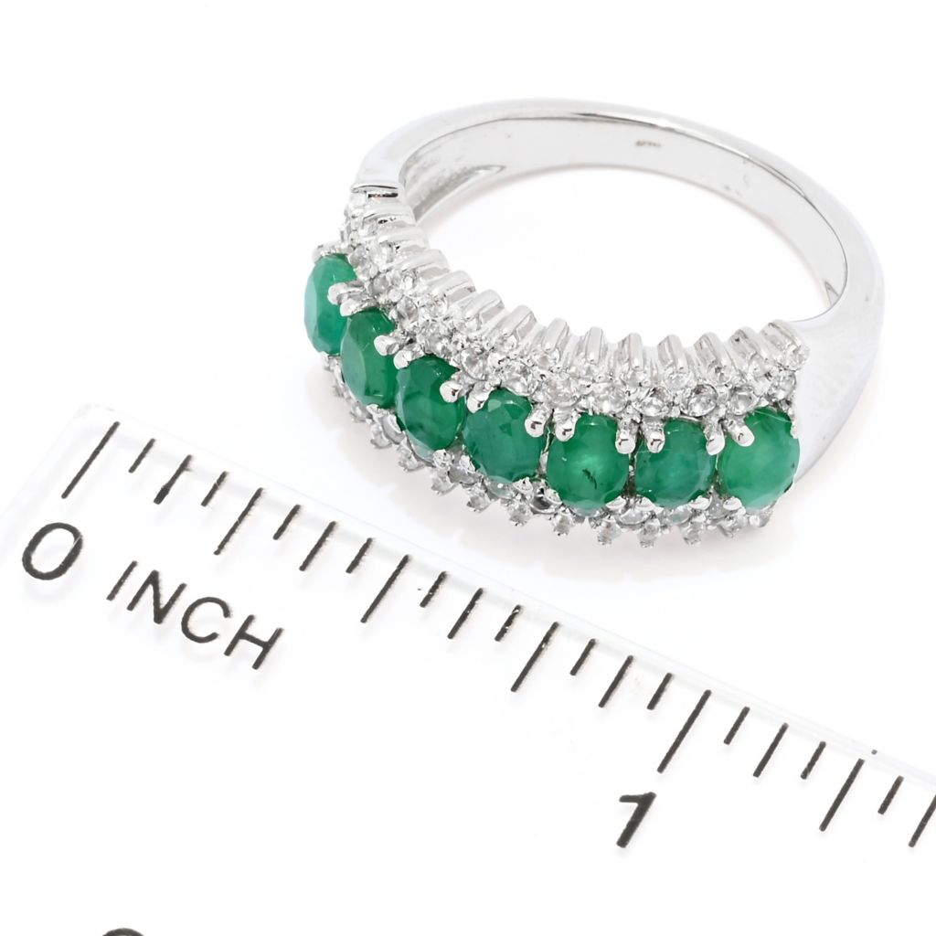 Platinum Plated 1.65ctw Brazilian Sakota Emerald & Zircon Ring