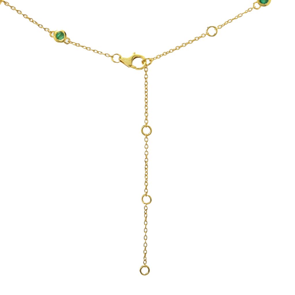 18K Gold Plated 2.32ctw Brazilian Sakota Emerald & Zircon Station Necklace
